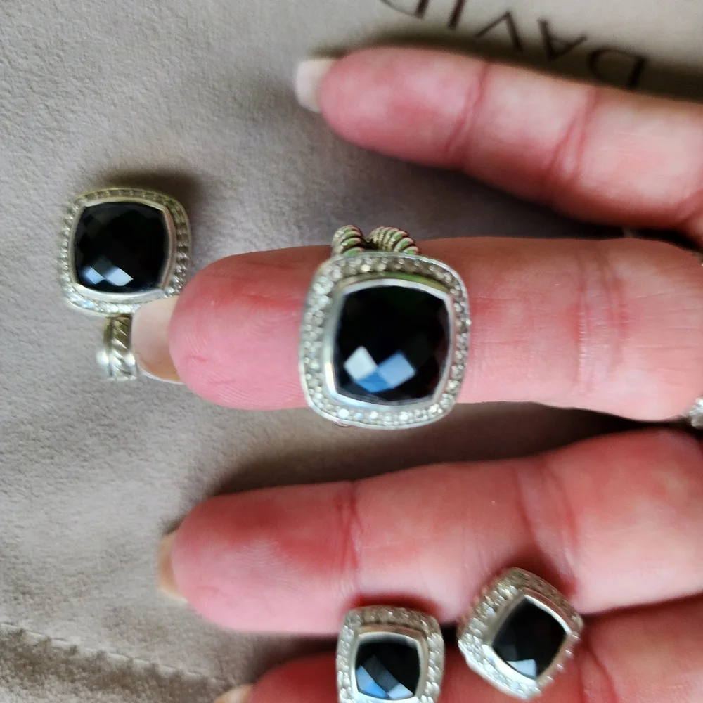 David Yurman black onyx and diamond ring - Picture 10 of 10